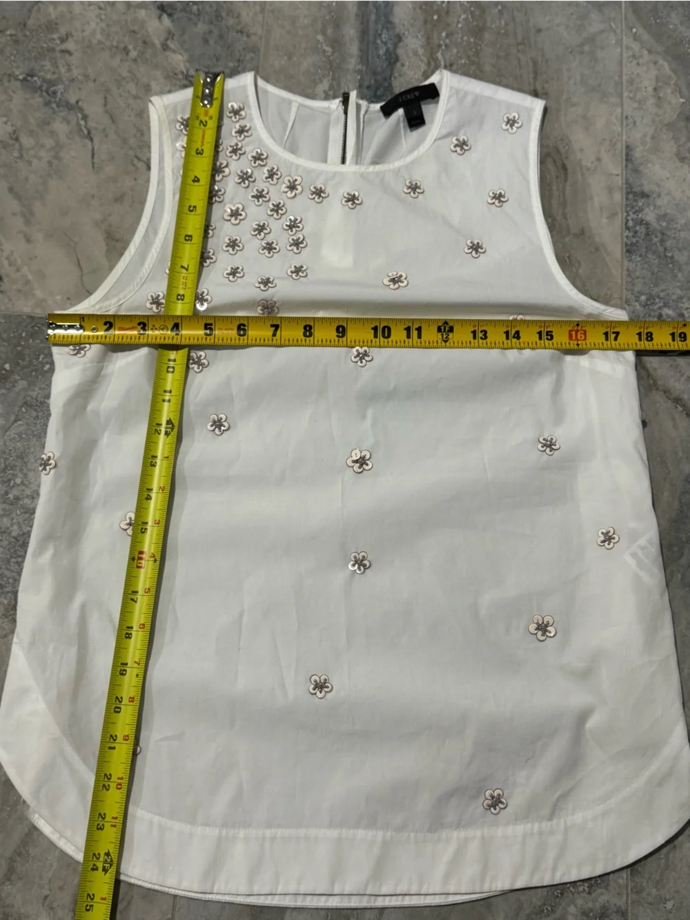 J. Crew Cream Sleeveless Camisole with Taupe Floral Appliqués